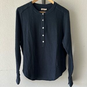 Faherty Dream Cotton Gauze Collarless Shirt size M